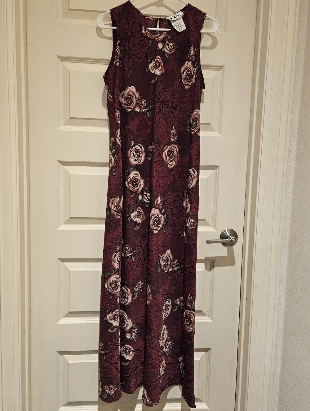 Sleeveless Burgundy Floral Maxi Dress by  DBY